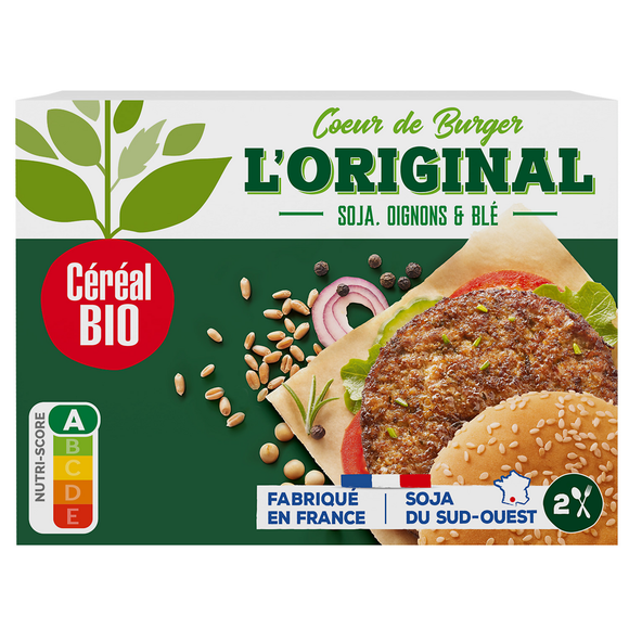 Coeur de Burger L'Original, à base soja/oignons/blé, CEREAL BIO - 160g