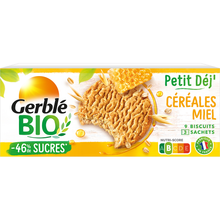 Biscuits petit'dej céréales miel GERBLE BIO - 3x3, 132g