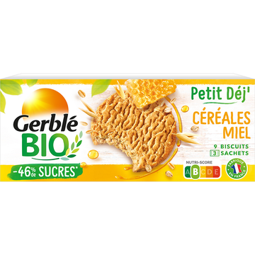 Biscuits petit'dej céréales miel GERBLE BIO - 3x3, 132g