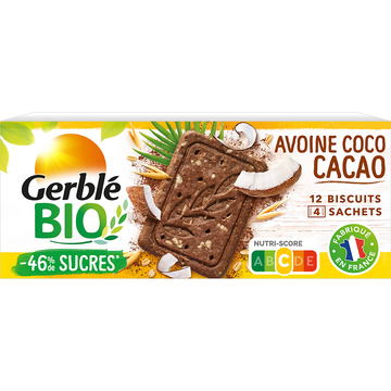 Biscuits avoine cacao coco  GERBLE BIO -  4x3, 132g
