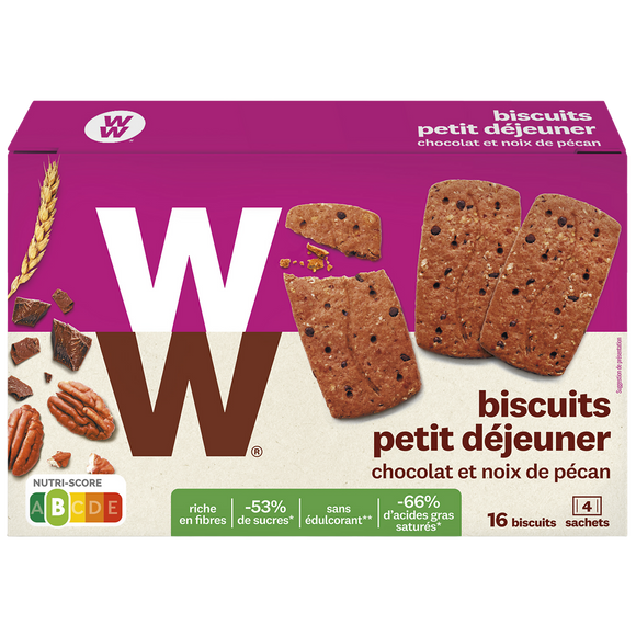 Biscuits petit déjeuner chocolat pécan WW  - 4x4, 200g