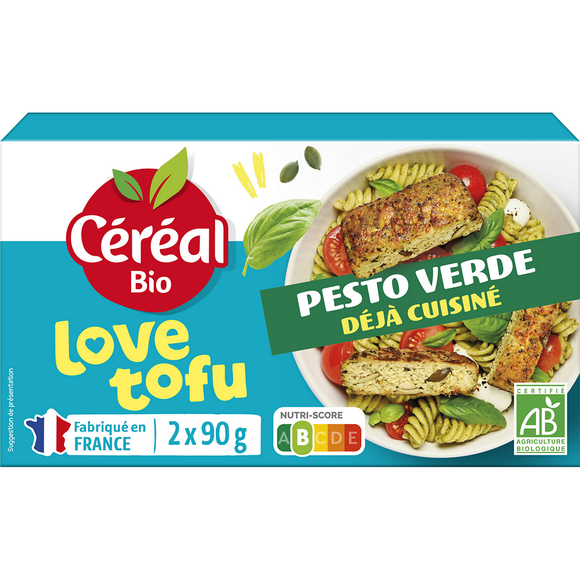 Tofu cuisiné pesto et graines de courge bio, CEREAL BIO, 2x90g
