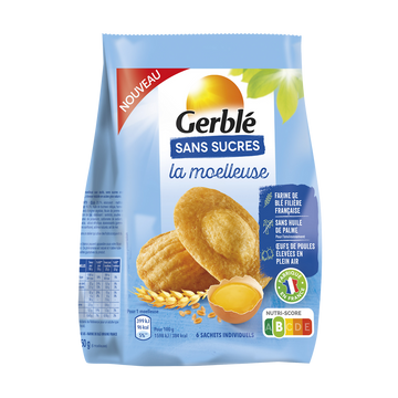 GERBLE - Madeleine moelleuse sans sucre - x6, 150g