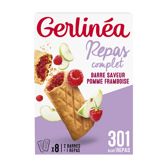 Barre fourrée framboise repas minceur GERLINEA  - x8, 360g
