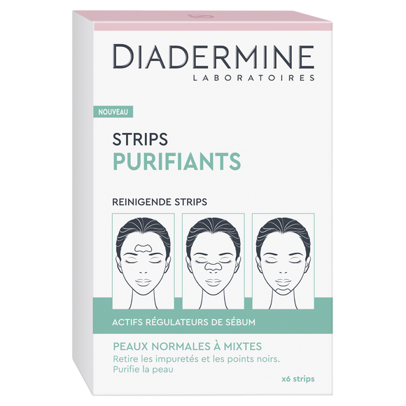 Strips purifiants pour peaux normales et mixtes Demo Fraîcheur DIADERMINE, boite de 6