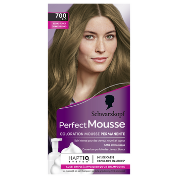 Coloration permanente 700 blond foncé SCHWARZKOPF PERFECT MOUSSE - 182ml