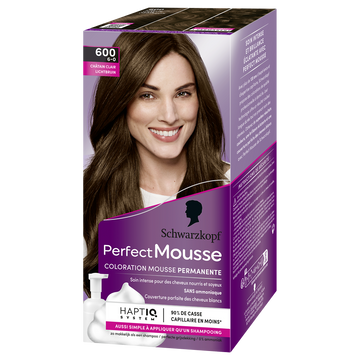 Coloration permanente 600 châtain clair SCHWARZKOPF PERFECT MOUSSE - 182ml