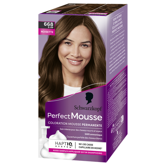 Coloration permanente 668 noisette SCHWARZKOPF PERFECT MOUSSE - 182ml