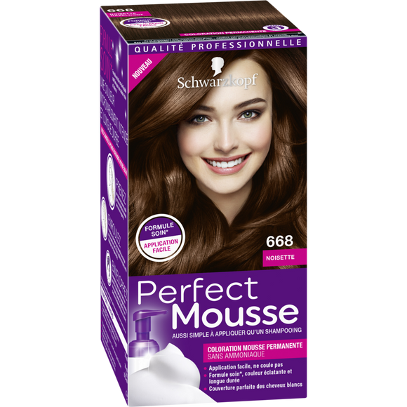 Coloration permanente 668 noisette SCHWARZKOPF PERFECT MOUSSE - 182ml