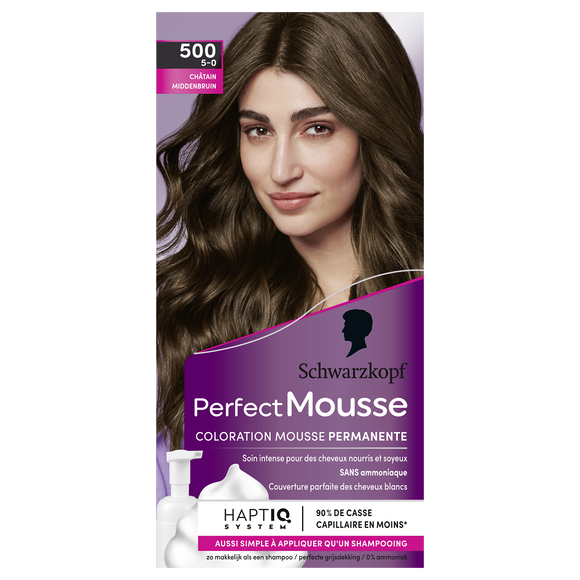 Coloration permanente 500 châtain SCHWARZKOPF PERFECT MOUSSE - 182ml