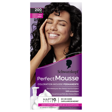 Coloration permanente 200 noir SCHWARZKOPF PERFECT MOUSSE - 182ml