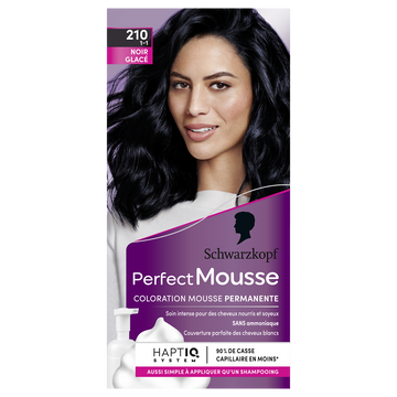 Coloration permanente 210 noir glacé SCHWARZKOPF PERFECT MOUSSE - 182ml