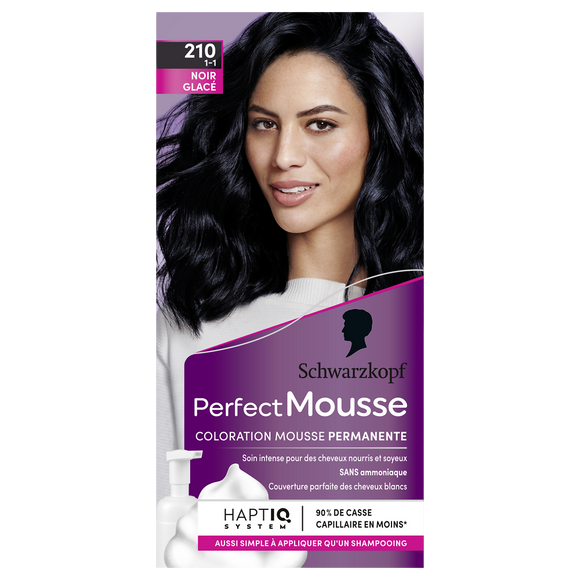 Coloration permanente 210 noir glacé SCHWARZKOPF PERFECT MOUSSE - 182ml