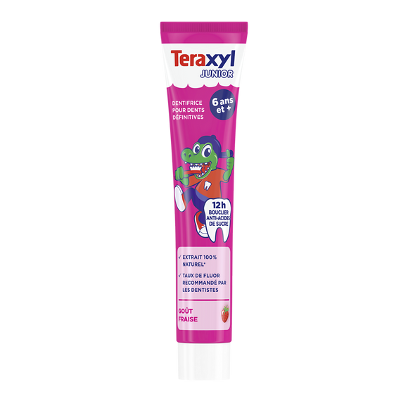 Dentifrice junior 6ans et + fraise TERAXYL, tube 75ml