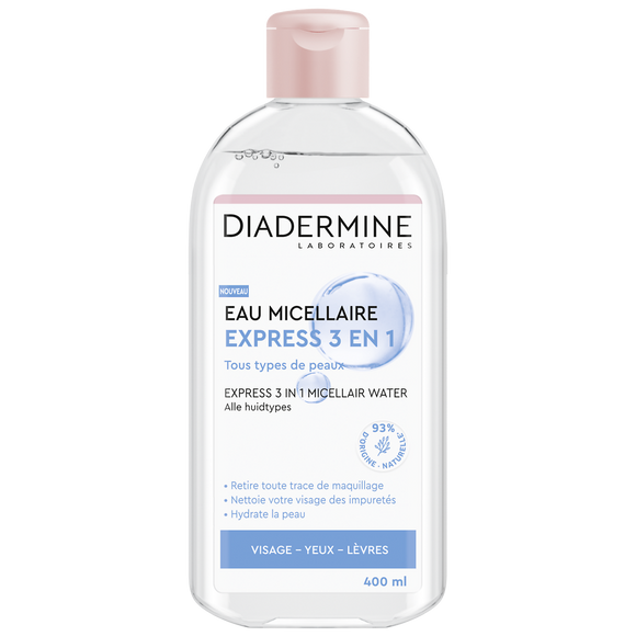 Eau micellaire express 3en1 visage et yeux DIADERMINE, flacon de 400ml