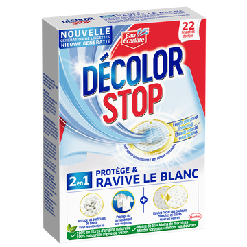 Lingette anti-décoloration ravive le blanc DECOLOR STOP - 22 lingettes