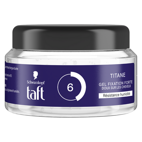 Gel coiffant Titane fixation forte résistant à l'humidité pot TAFT - 250ml