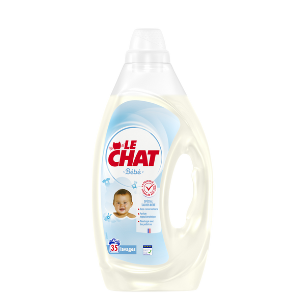 Lessive liquide Bébé formulée avec soin LE CHAT - 35 lavages