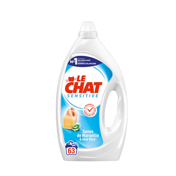 LE CHAT - Lessive liquide - Hypoallergénique - Savon de Marseille - 63lavages - 2.835 l