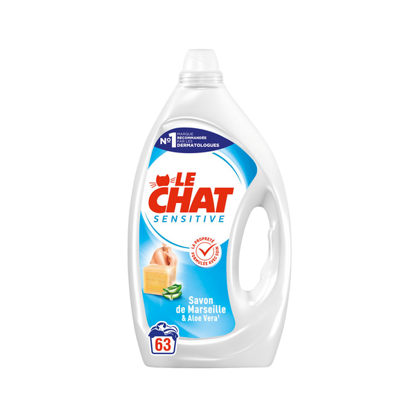 LE CHAT - Lessive liquide - Hypoallergénique - Savon de Marseille - 63lavages - 2.835 l