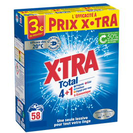 Lessive poudre total 4 plus 1 propreté éclat fraîcheur X-TRA - 58 lavages