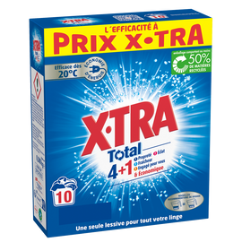 Lessive poudre total 4 plus 1 propreté éclat fraîcheur X-TRA - 10 lavages