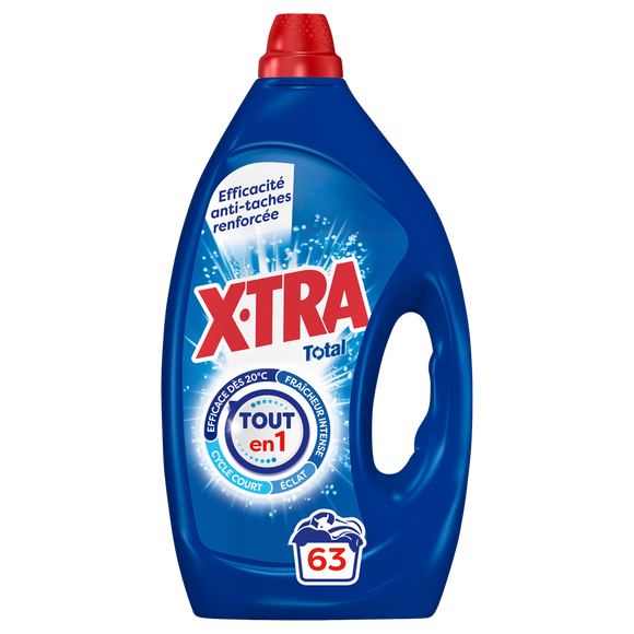 X-TRA - Lessive liquide - 4+1 - 63 lavages - 2.835 l