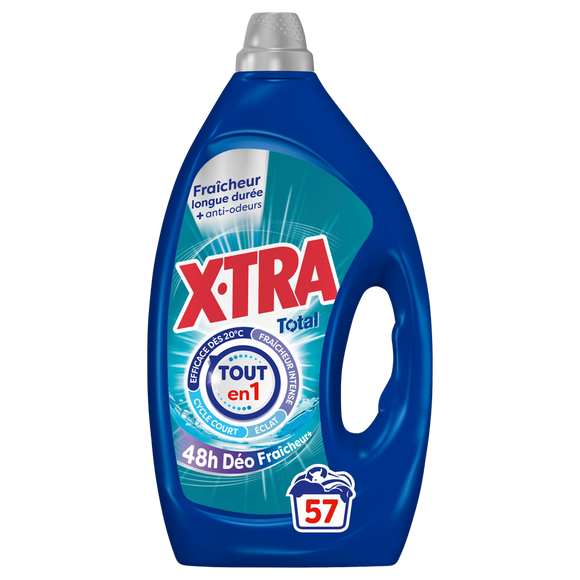 Lessive liquide XTRA TOTAL fraîcheur givre 57 lavages 2,565L