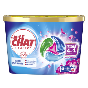LE CHAT - Lessive en doses - 4 en 1 - Rosée du Matin - 25 lavages - 413 g