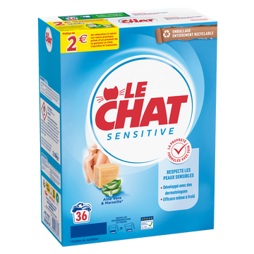 Lessive poudre sensitive savon de marseille LE CHAT - 36 lavages