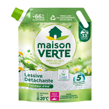 Lessive capsule doypack fraîcheur d'été MAISON VERTE - 33 Lavages
