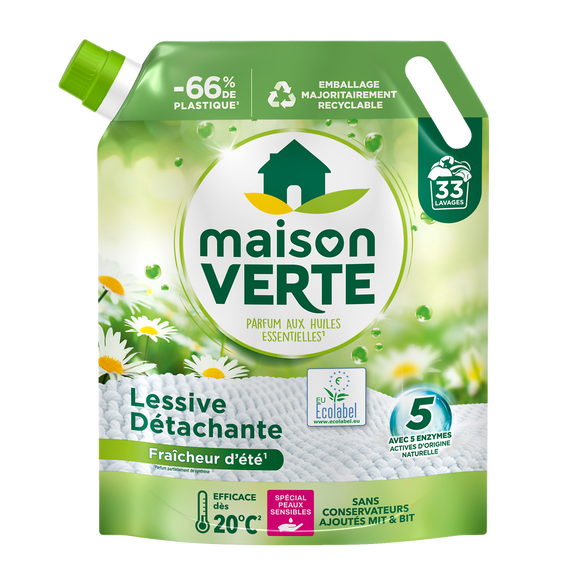 Lessive capsule doypack fraîcheur d'été MAISON VERTE - 33 Lavages