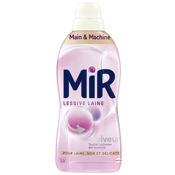 MIR - Lessive liquide - Soin Laine et linges délicats,Lavage à la main- Cachemire - 13 lavages - 0.65 l