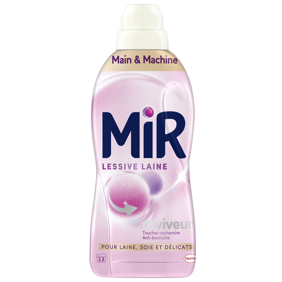MIR - Lessive liquide - Soin Laine et linges délicats,Lavage à la main- Cachemire - 13 lavages - 0.65 l