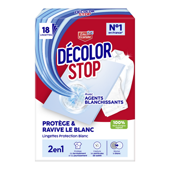 Lingettes DECOLOR STOP Ravive le blanc x18