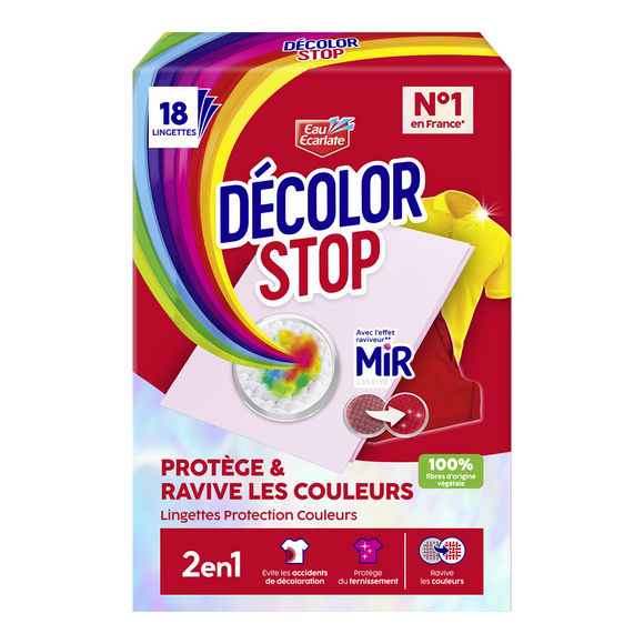 Lingette anti-décoloration DECOLOR STOP Ravive Couleurs EAU ECARLATE x18 lingettes