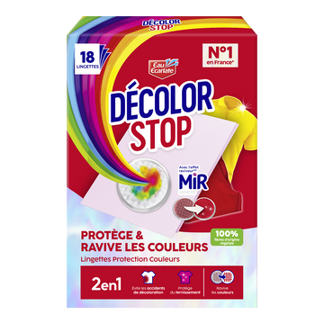 Lingette anti-décoloration DECOLOR STOP Ravive Couleurs EAU ECARLATE x18 lingettes