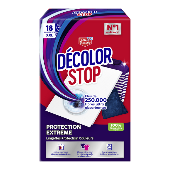 Lingette anti-décoloration DECOLOR STOP Extrême EAU ECARLATE x18 Lingettes
