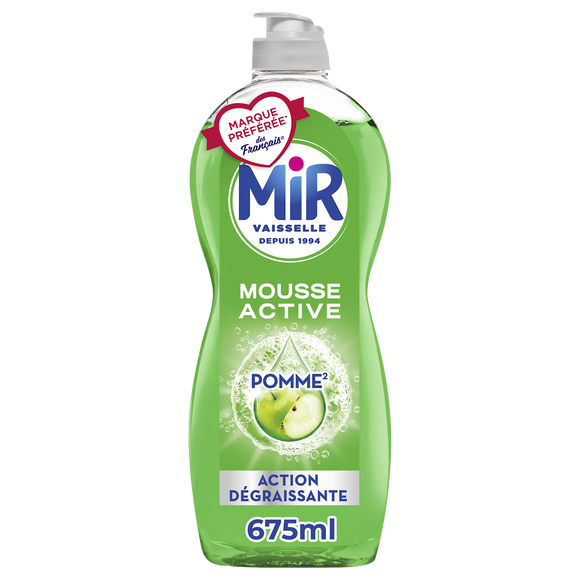 Liquide MIR vaisselle mousse active parfum pomme 675ml