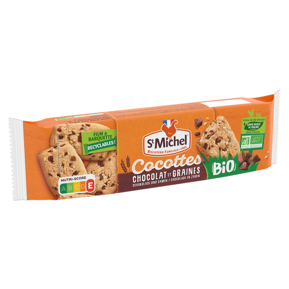 Biscuits bio Cocottes au chocolat et graines ST MICHEL, 140g