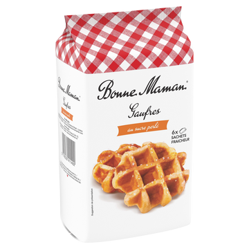 Gaufres liégeoises au sucre perlé BONNE MAMAN - x6 sachets - Le paquetde 300g