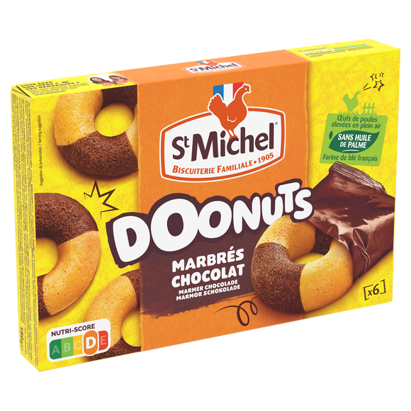 Doonuts marbrés chocolat, SAINT MICHEL, paquet, 180g
