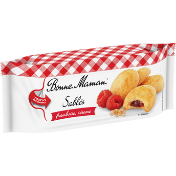 Biscuits Sablés au sésame et à la framboise, BONNE MAMAN, paquet de 150g