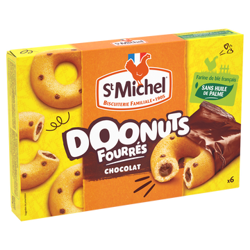 Doonuts fourrés chocolat SAINT MICHEL, paquet de 180g