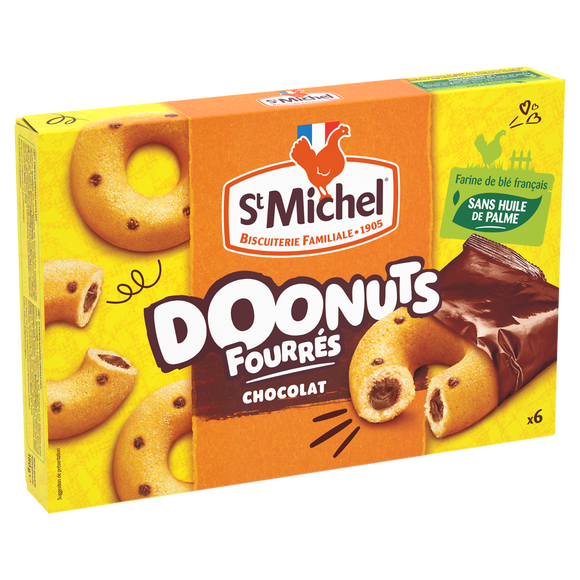 Doonuts fourrés chocolat SAINT MICHEL, paquet de 180g