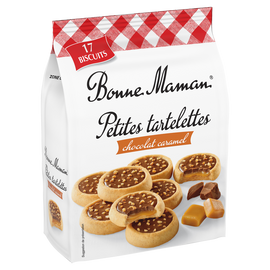 Tartelette chocolat au lait et au caramel avec arôme naturel saupoudrées de nougatine BONNE MAMAN 250g