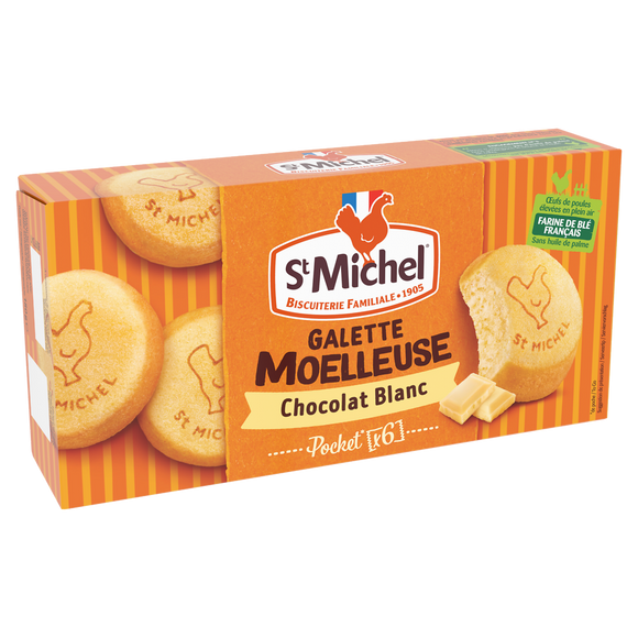 Biscuits Galettes moelleuse nappée au chocolat blanc ST MICHEL 180g
