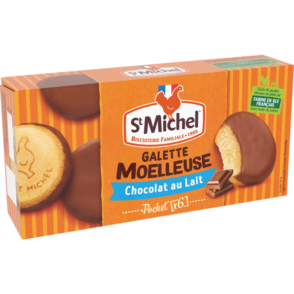 Biscuits Galettes moelleuse nappée au chocolat au lait ST MICHEL 180g
