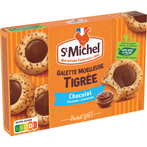 Galette moelleuse tigrée nappée au chocolat lait, ST MICHEL, 180g
