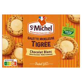 Galette moelleuse tigrée nappée au chocolat blanc, ST MICHEL, 180g
